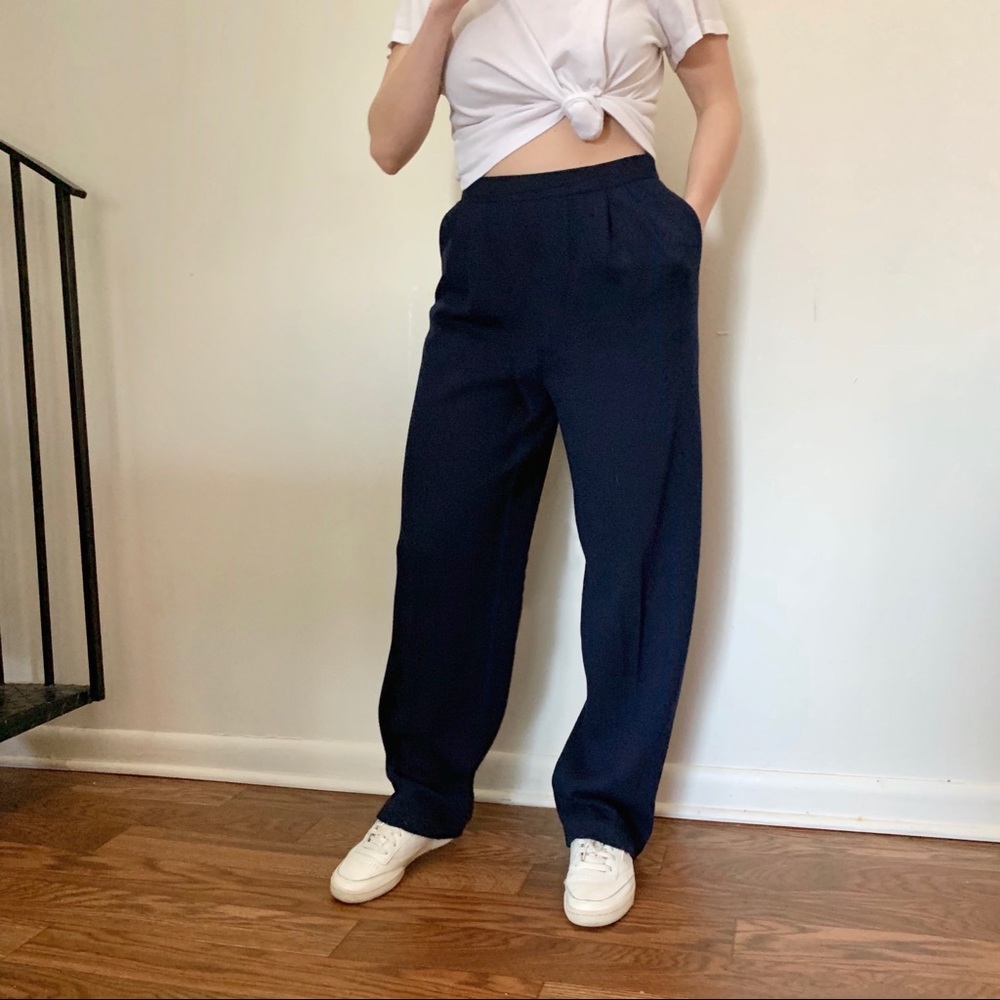 St. John Navy Knit Trouser Pants